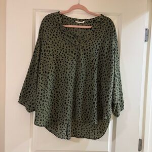 Lush Green and Black Spotted Blouse